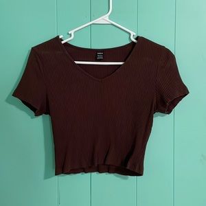 Shein, Size L, Brown V-Neck Croptop